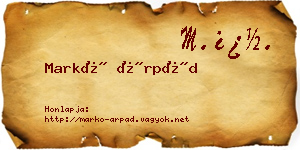 Markó Árpád névjegykártya