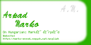 arpad marko business card